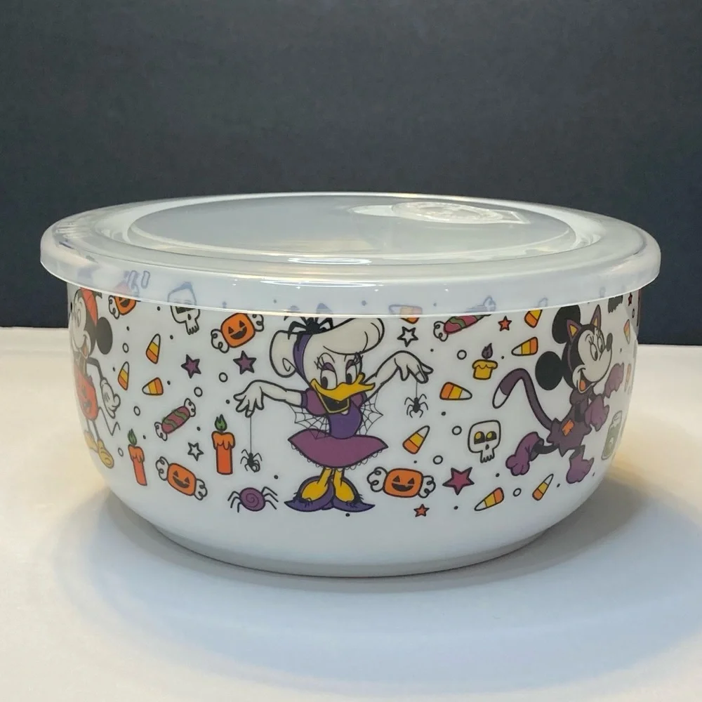 Disney Mickey and Friends Halloween Ceramic Storage Bowl with Vented Lid